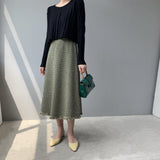 Women Knitted Skirt Autumn and Winter Houndstooth Skirt