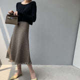 Women Knitted Skirt Autumn and Winter Houndstooth Skirt