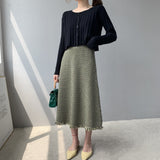 Women Knitted Skirt Autumn and Winter Houndstooth Skirt