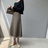 Women Knitted Skirt Autumn and Winter Houndstooth Skirt