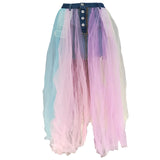 Women Dresses Summer Tulle Skirt Single-Breasted Skirt (Qymy0409)