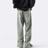 Men Jeans Spring Retro Straight-Leg Pants