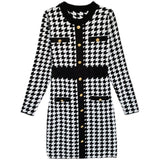 Women Maxi Dress Fall/Winter Single-Breasted Long Sleeve Slim Fit Hip Knitwear Dress