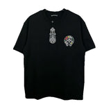 Ch hip-hop t shirts ch american correct version colorful horseshoe cross sanskrit embroider short-sleeved distressed round neck t-shirt