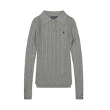 Rl ralph lauren pony knit sweater - women's autumn/winter button-down sweet socialite casual polo collar slim fit wool top