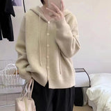 Women Knitwear Spring and Autumn Hooded Sweater Loose Knitted Cardigan