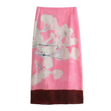 Women Skirt Summer Tube Skirt High Waist Print Long Skirt