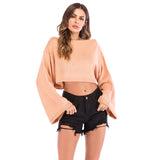 Women Knitted Sweater Autumn Long Sleeves Cropped