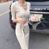 Women Dresses Spring and Autumn Slim Fit Sexy Figure Knitwear Dress