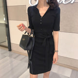 Women Dresses Spring and Autumn Slim Fit Sexy Figure Knitwear Dress
