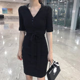 Women Dresses Spring and Autumn Slim Fit Sexy Figure Knitwear Dress
