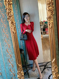 Women Maxi Dress Autumn Winter Sexy V-neck Knitted Dress