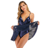 Women Evening Gown Sexy V-neck Strap Backless Sequined Beach Dress
