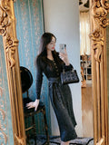 Women Maxi Dress Autumn Winter Sexy V-neck Knitted Dress