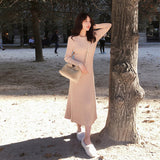 Women Maxi Dress Autumn and Winter Long Sleeve Sweater Long Dress Sheath Dress