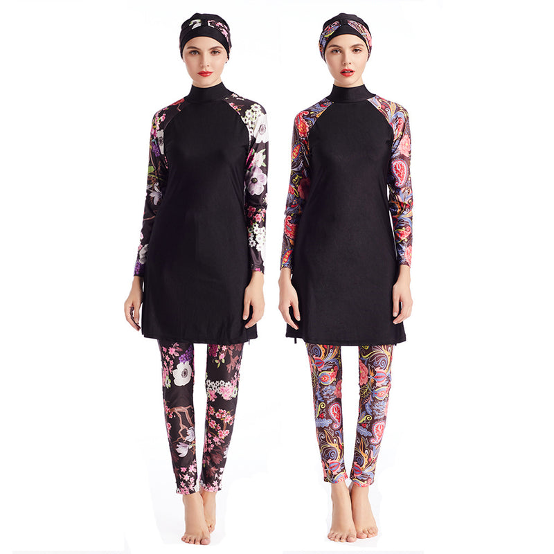 Muslim Bath Suit Swimsuit Sportswear Three-Piece Suit with Hat