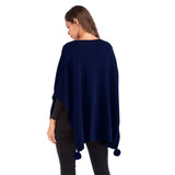 Women Knitted Sweater Autumn Fur Ball Solid Color Cape and Shawl Diamond Knitted Cloak