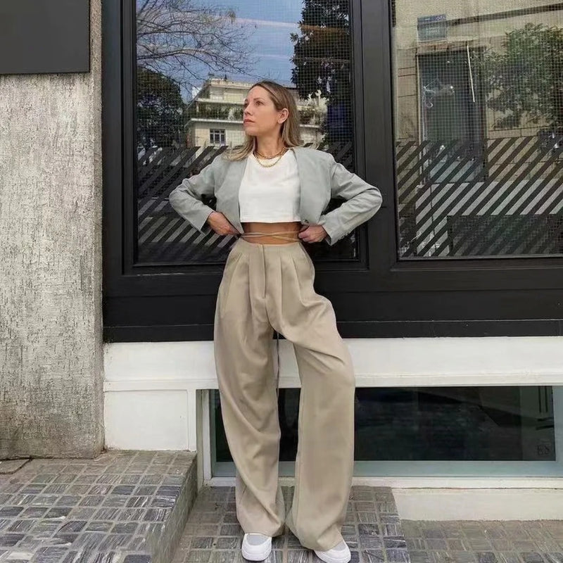 Women Sweatpants Fall Loose Wide Leg Pants Straight-Leg Trousers
