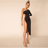Women Dresses Summer Shoulder Long Sleeve Sexy Cutout Dress (Bla0420)