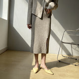 Women Knitted Skirt Slit Knitted Skirt