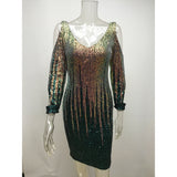 Women Evening Gown Sexy Flashing Sequins Dress Party Dress