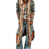 Beth Dutton Wardrobe Winter Long Fur Collar Coat Long Sleeve Printed Long Trench Coat