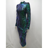 Women Evening Gown Autumn and Winter round Neck Long Sleeve Serpentine Sequined Sexy Dress