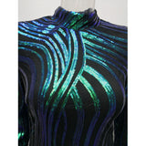 Women Evening Gown Autumn and Winter round Neck Long Sleeve Serpentine Sequined Sexy Dress