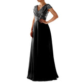 Robe Bridgerton V-neck Sequins Chiffon Stitching Evening Long Dress