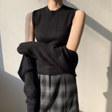 Women Knitted Two-Piece Set Spring Vest Knitted Cardigan 8t8108
