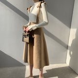 Women Knitted Skirt Suspender Skirt Casual Skirt