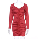 Women Dresses Spring and Summer Sexy Long Sleeve Pullover Knitting Dress
