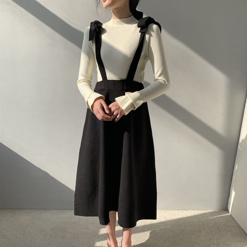 Women Knitted Skirt Suspender Skirt Casual Skirt