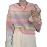 Women Knitted Pullover Autumn and Winter Striped Sweater Sweater