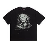 saint m t shirts s.m. glow-in-the-dark distressed graphic crew neck short sleeve t-shirt