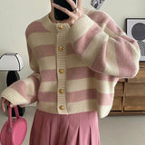 Women Knitwear Autumn and Winter Striped round Neck Sweater