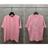 Ch hip-hop t shirts high streetch short sleeve washed patch embroiderloosecasualpure cotton american heavy weight short sleeve easiest for match