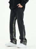 Men Jeans Camouflage Stitching Jeans Men's Spring Straight-Leg Pants Casual Trousers