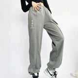Women Sweatpants Reflective Letter Sports Pants Sweatpants Loose Casual Harem Pants