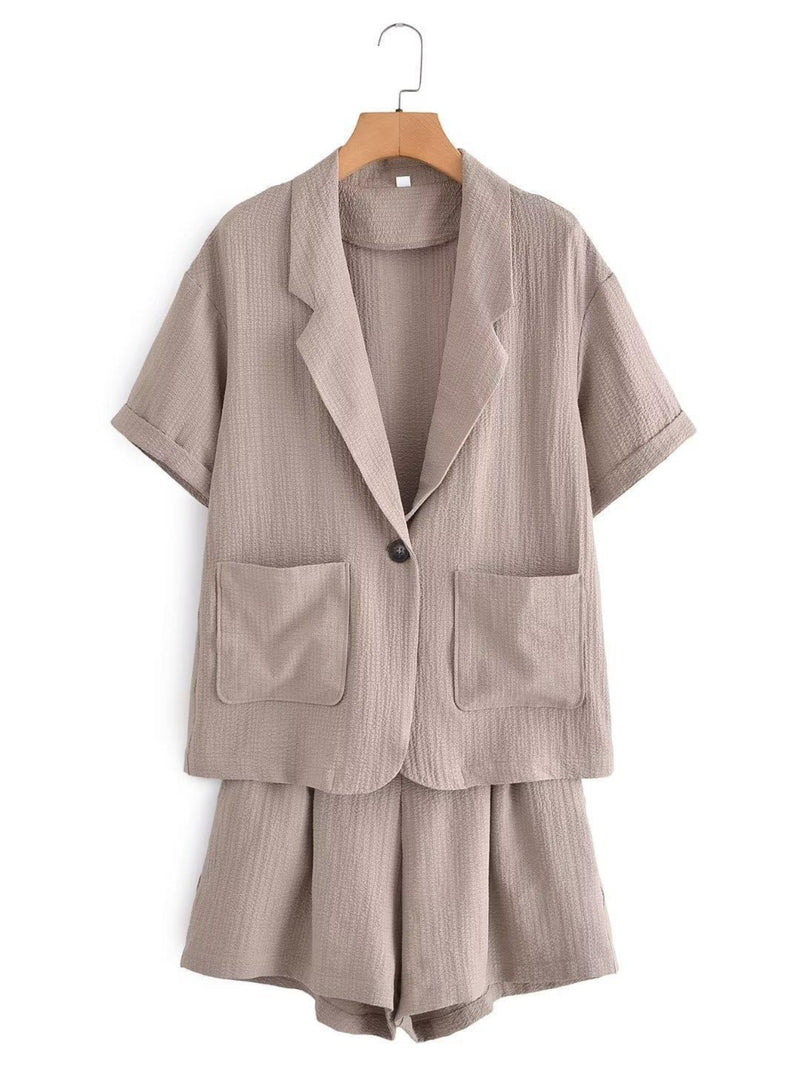 Women's Suits Short Sleeve Suit Coat Women's Summer Thin Casual Suit Shorts Two-Piece Suit
