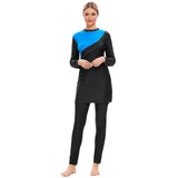 Muslim Bathing Suits Dual-Color Patchwork Swimsuit Three-Piece Set plus Size Swimsuit Beachwear Hooded M089