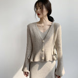 Women Cardigan Sweater Knitted Cardigan Top Slim Fit Sweater Coat 8t8015