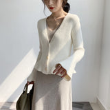 Women Cardigan Sweater Knitted Cardigan Top Slim Fit Sweater Coat 8t8015