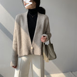Women Cardigan Sweater Autumn Sweater Loose Long Sleeve Cardigan Top 8t8016