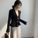 Women Cardigan Sweater Knitted Cardigan Top Slim Fit Sweater Coat 8t8015
