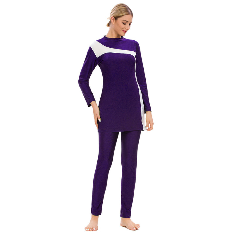 Muslim Bathing Suits plus Size Splicing Three-Piece Set Beach Swimsuit M081