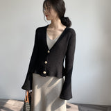 Women Cardigan Sweater Knitted Cardigan Top Slim Fit Sweater Coat 8t8015