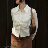 Women Tops Summer Bow Solid Color Shirt