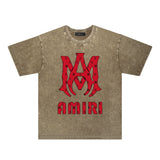 Amiri Washed Distressed T Shirt Printed Trendy Pure Cotton