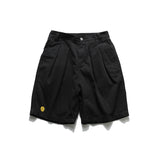 Men Shorts Smiley Embroidery Mark Solid Color Overalls Casual Shorts